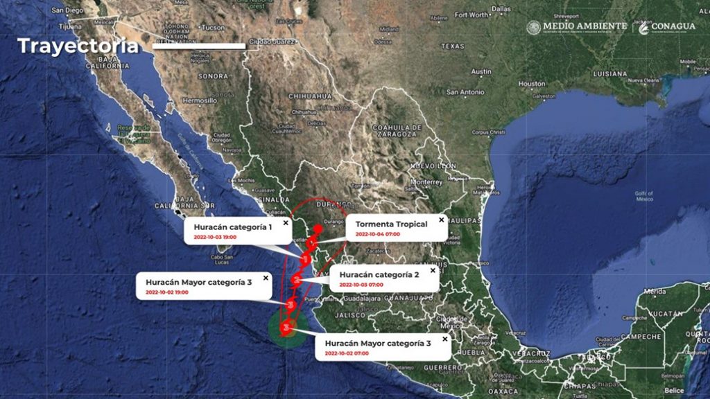 Sinaloa y Nayarit, en alerta por impacto del huracán Orlene - trayectoria-prevista-para-el-huracan-orlene-1024x576