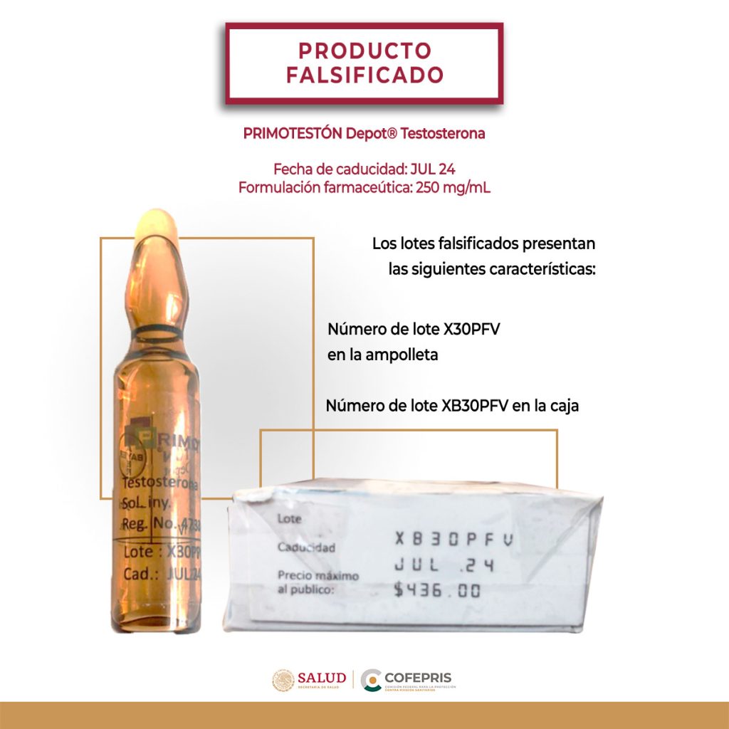 Cofepris alerta por falsificación de medicamentos y venta de fármaco sin autorización - primoteston-depot-testosterona-1024x1024