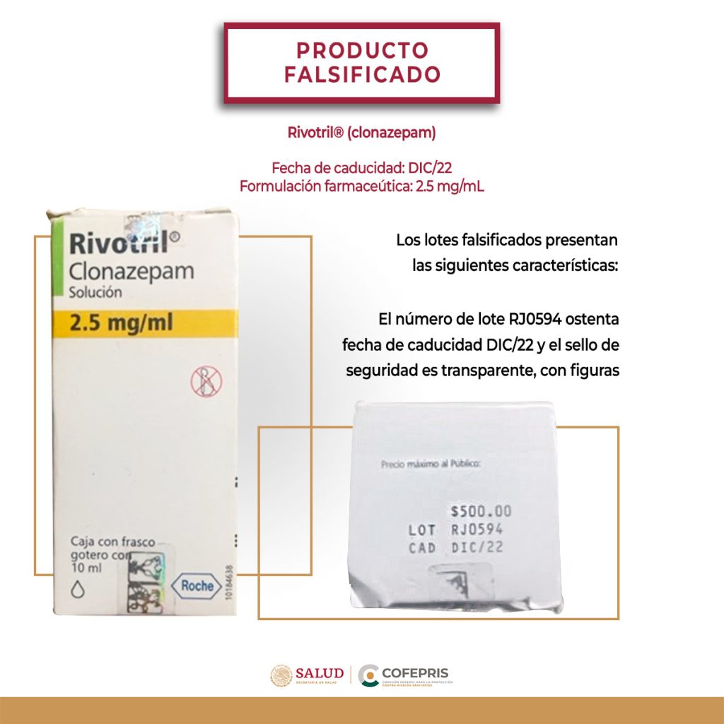 Cofepris alerta por falsificación de medicamentos y venta de fármaco sin autorización - rivotril-1024x1024