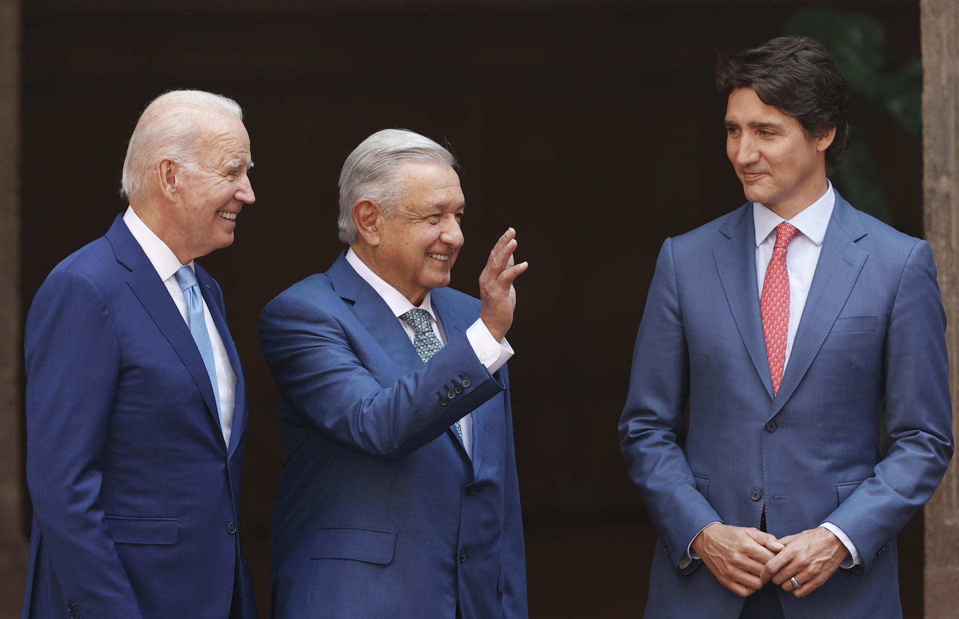 Recibe AMLO a Biden y Trudeau en Palacio Nacional