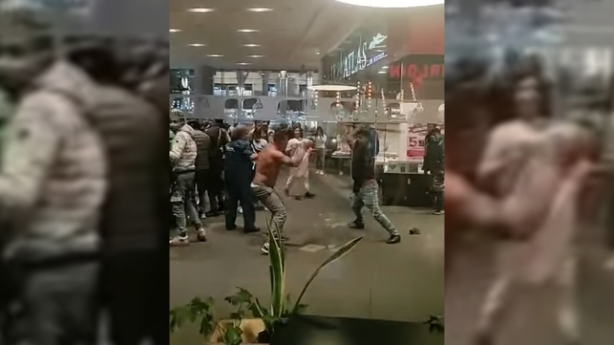 #Video Riña desata movilización policial en plaza de Oceanía; hay al menos 1 herido