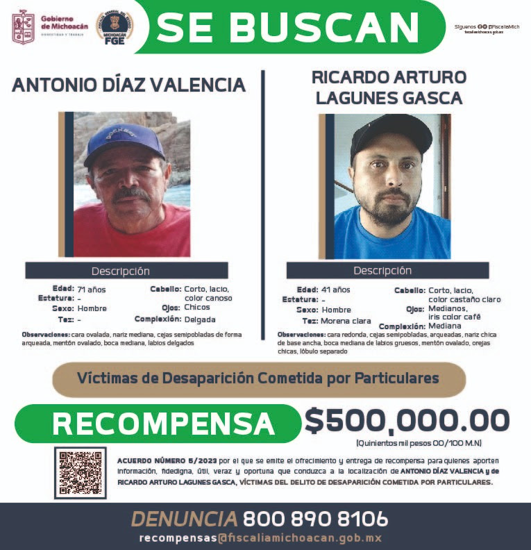 Ofrecen recompensa de 500 mil pesos para localizar a activistas desaparecidos - ficha-de-busqueda-de-activistas-desaparecidos-en-michoacan