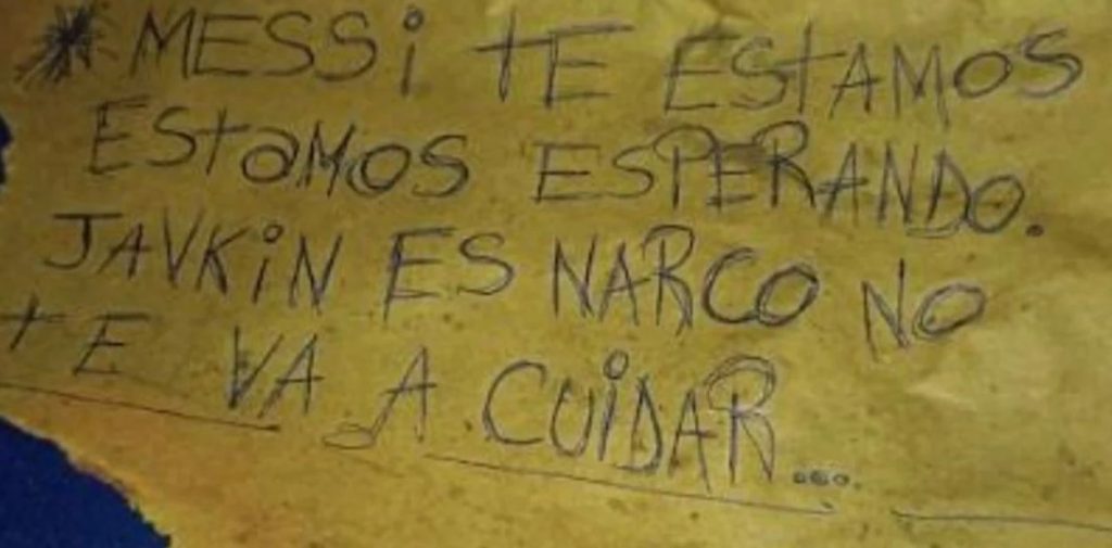 Disparan contra negocio de familia de Antonela Rocuzzo, esposa de Messi - mensaje-de-amenaza-a-messi-en-ataque-a-negocio-familiar-de-antonela-rocuzzo-1024x505
