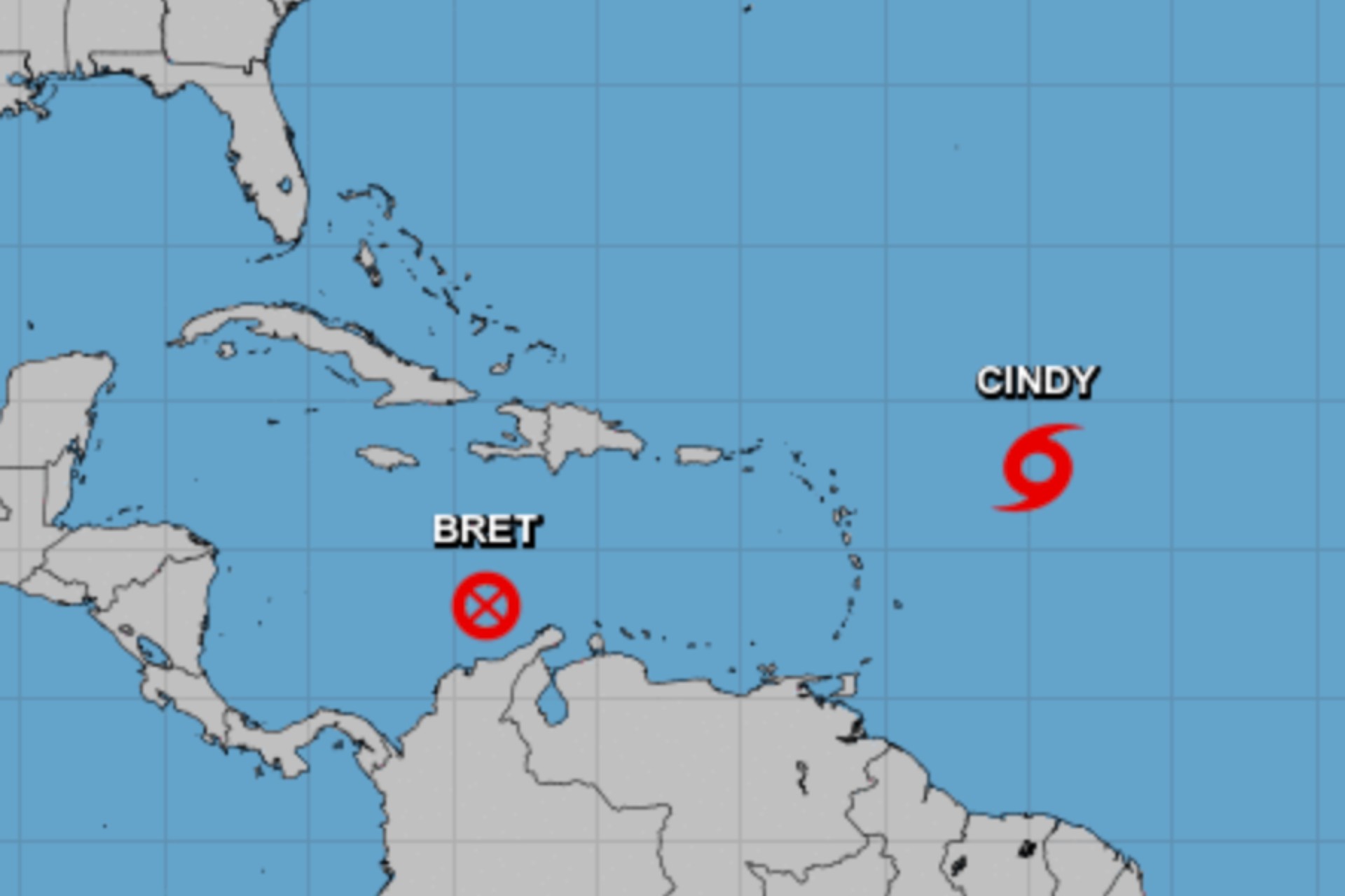 Tormenta Cindy se fortalece rumbo a las Antillas Menores; Bret se disipa en el Caribe