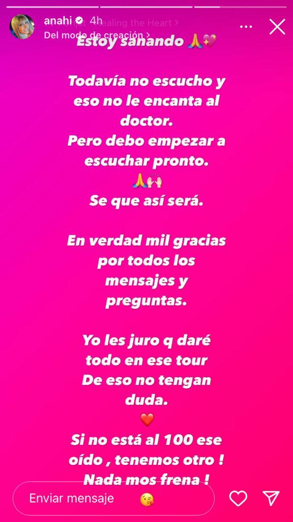 Anahí asegura que "está sanando", aunque aún no escucha - anahi