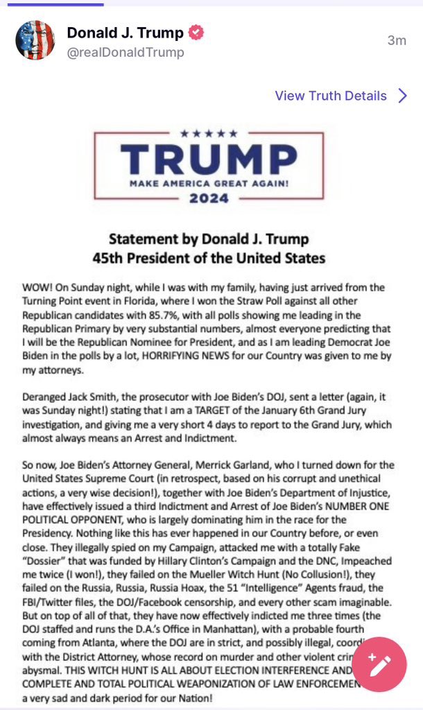 Trump informa que es "objeto de investigación" por el asalto al Capitolio - mensaje-de-trump-sobre-su-investigacion-por-el-asalto-al-capitolio