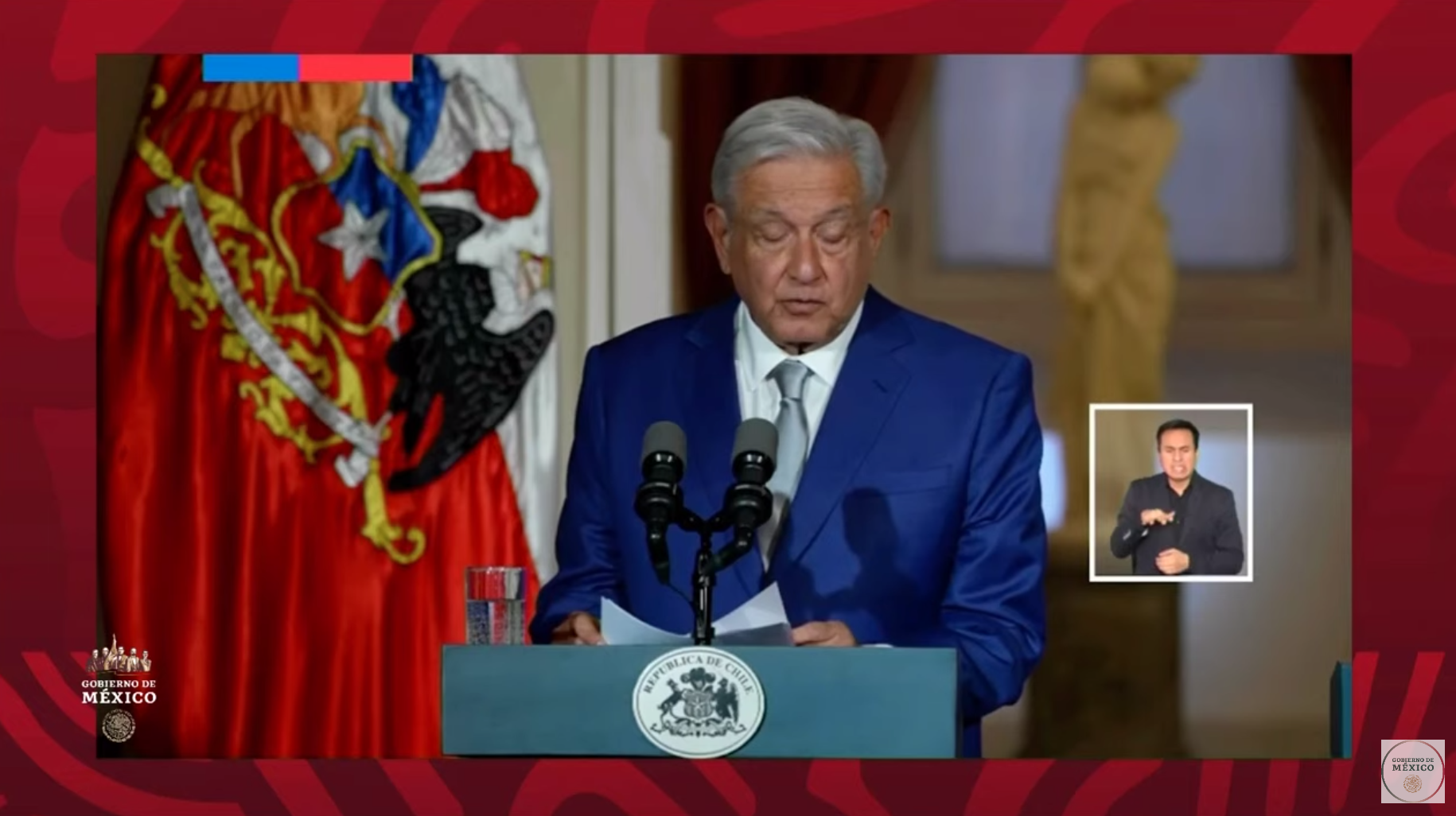 Mensaje conjunto de AMLO y Gabriel Boric en el Palacio de la Moneda