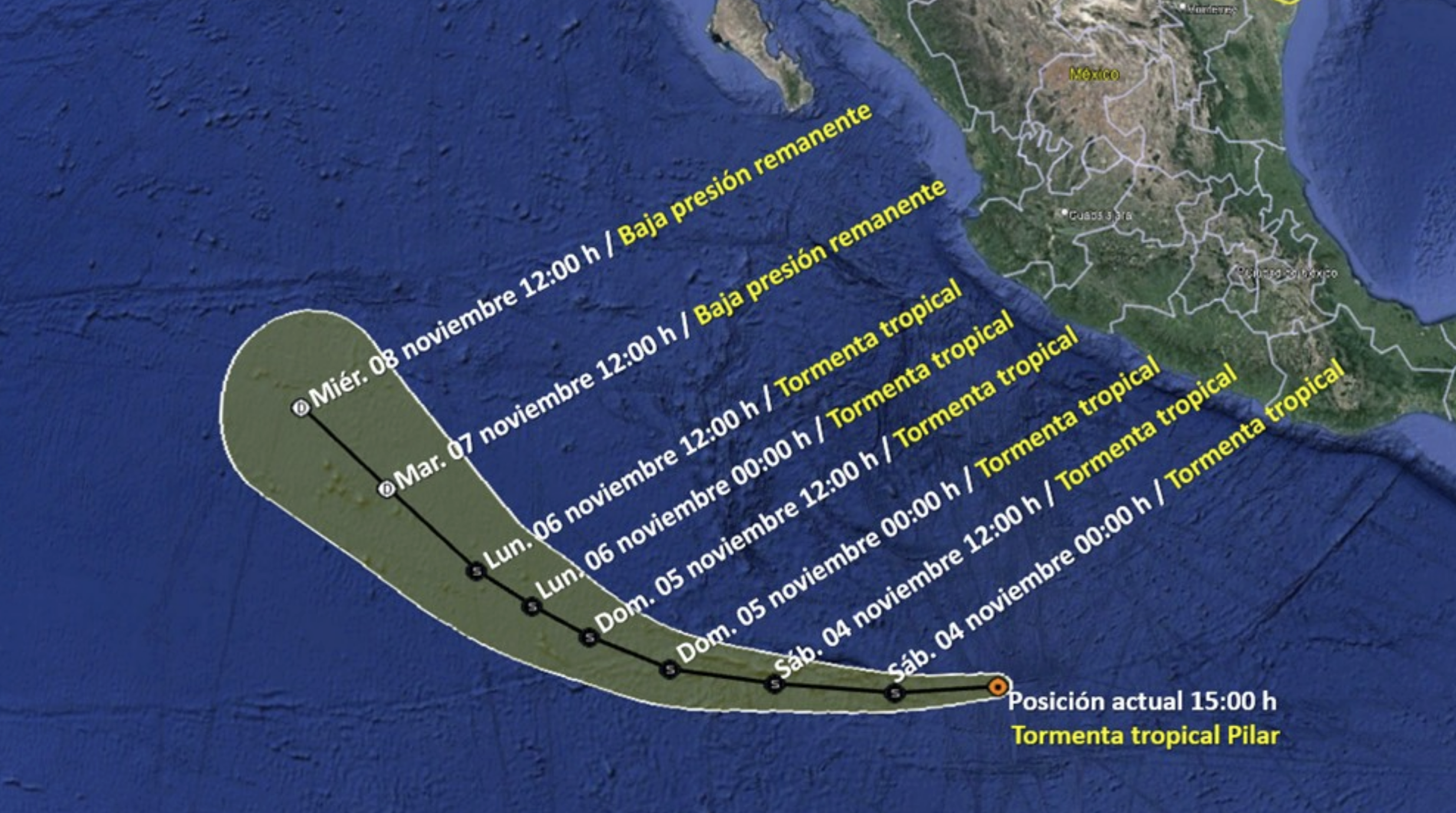 Pilar se debilita y se aleja de costas mexicanas, pero seguirán las lluvias Pilar se debilita y se aleja de costas mexicanas, pero seguirán las lluvias