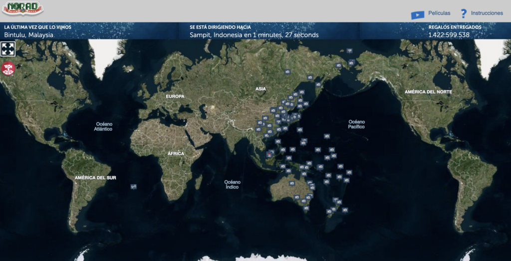 Santa Claus ya está repartiendo regalos con sus renos, según el rastreo del Pentágono - rastreo-de-santa-1024x523