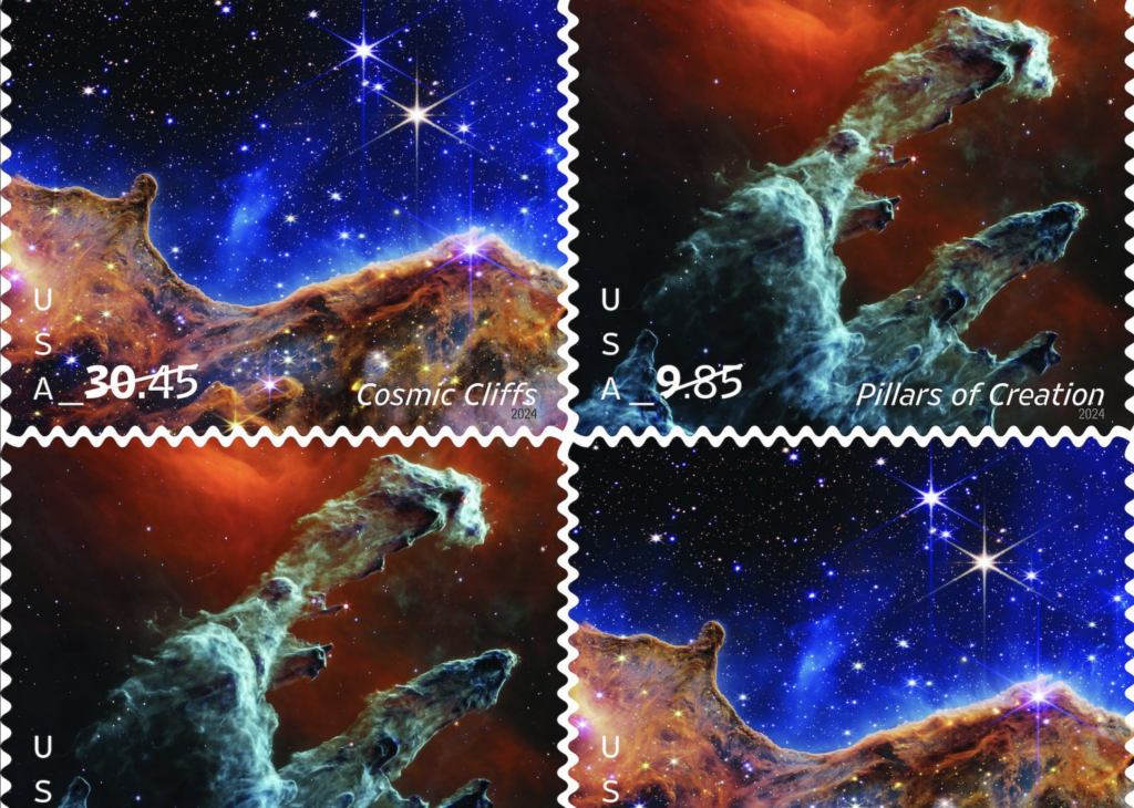 Nuevas imágenes del telescopio espacial Webb llegan a los sellos estadounidenses