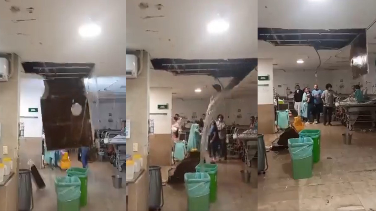 #Video Colapsa plafón en IMSS de Cancún por fuga de agua