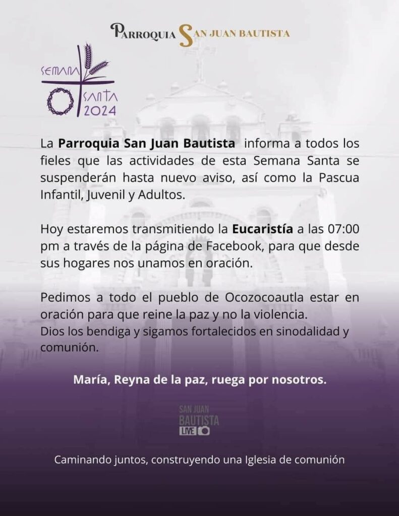 Violencia de grupos criminales paraliza actividades religiosas en Villaflores y Ocozocoautla, en Chiapas - ocozocoautla-parroquia-san-juan-bautista-chiapas-ivolencia-791x1024