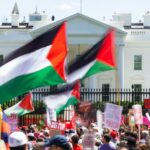 Protesta propalestina rodea la Casa Blanca con una ‘línea roja del pueblo’