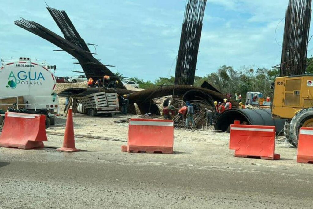 Colapso en obra del Tren Maya: cae parte de un puente por lluvias y ...