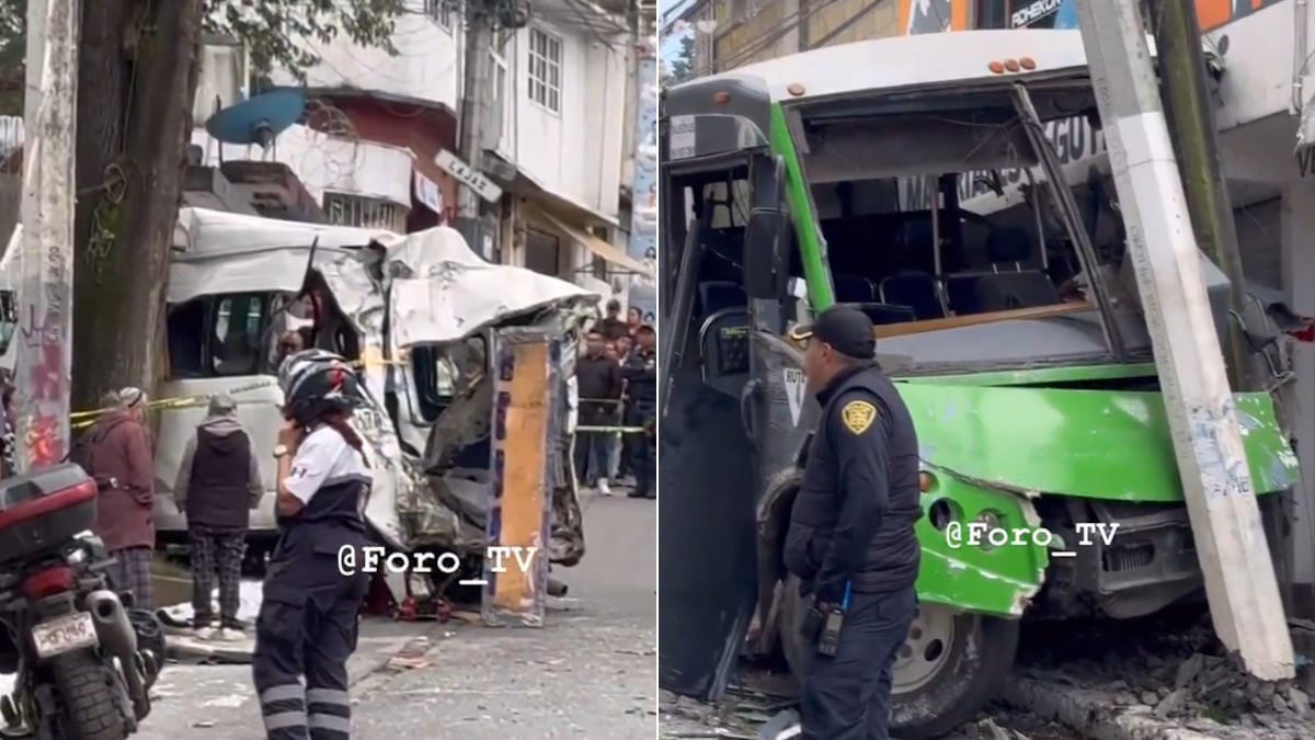 Fuerte accidente entre unidades de transporte público deja al menos dos muertos en Cuajimalpa Fuerte accidente entre unidades de transporte público deja al menos dos muertos en Cuajimalpa