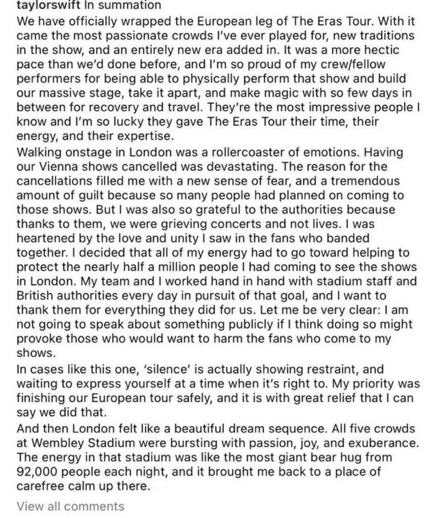 Taylor Swift asegura que guardó sliencio hasta ahora por la seguridad de sus admiradores - taylor-swift-865x1024