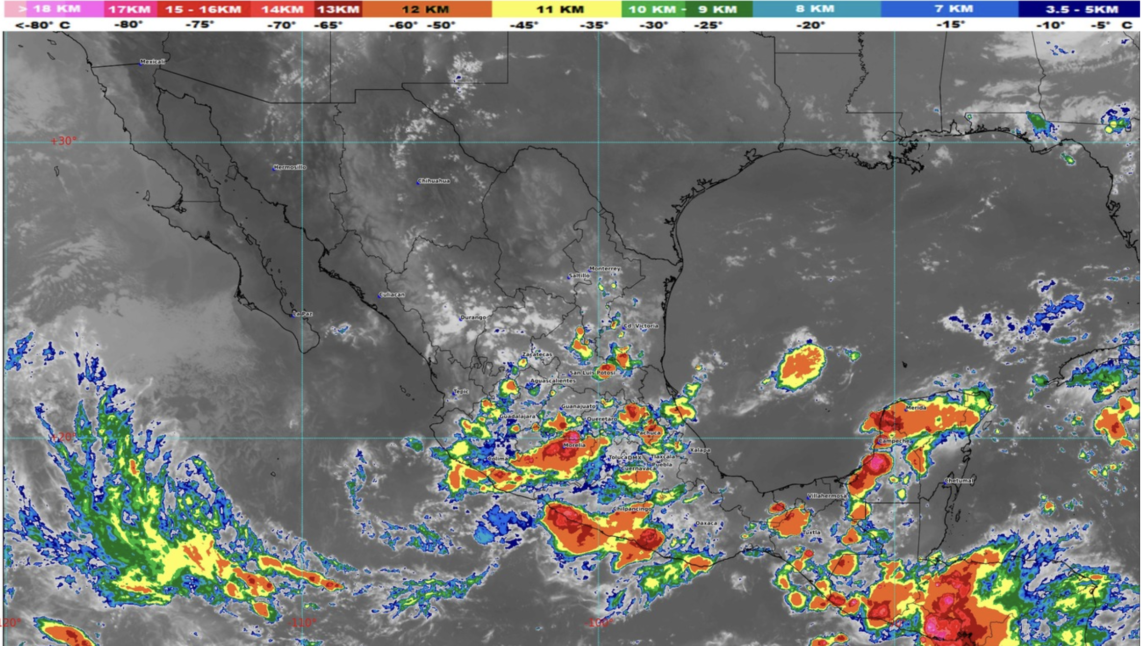 Alerta en 19 estados por seis fenómenos meteorológicos en México Alerta en 19 estados por seis fenómenos meteorológicos en México