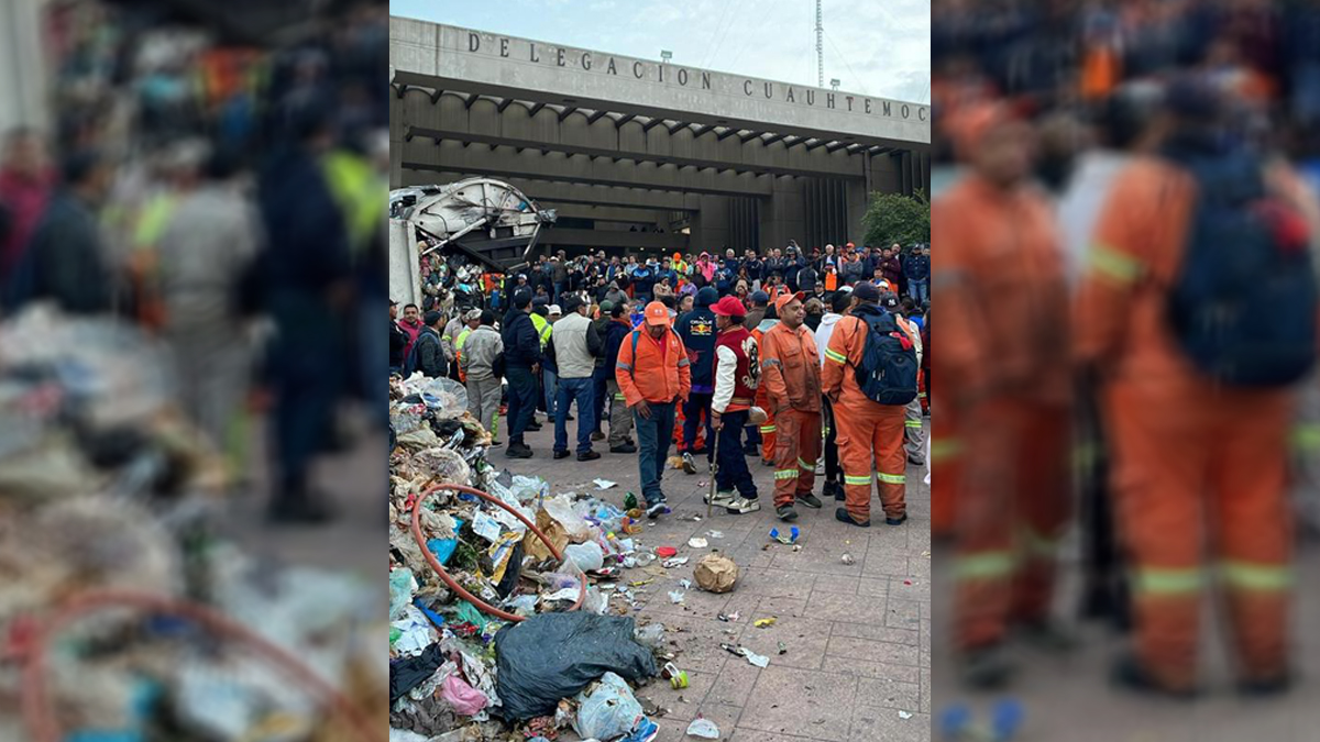 Trabajadores tiran basura en la alcaldía Cuauhtémoc por falta de pago