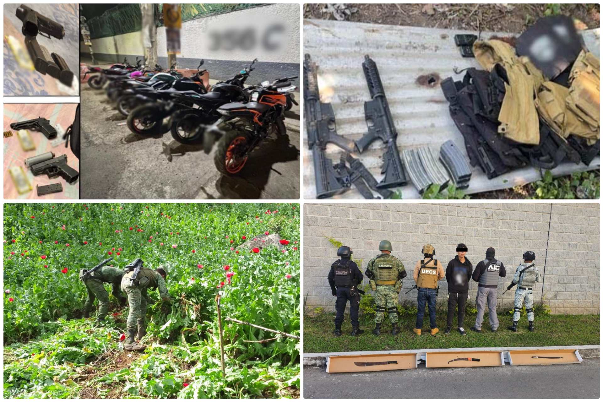 Gabinete de Seguridad anuncia detenciones, cateos y aseguramientos realizados el fin de semana