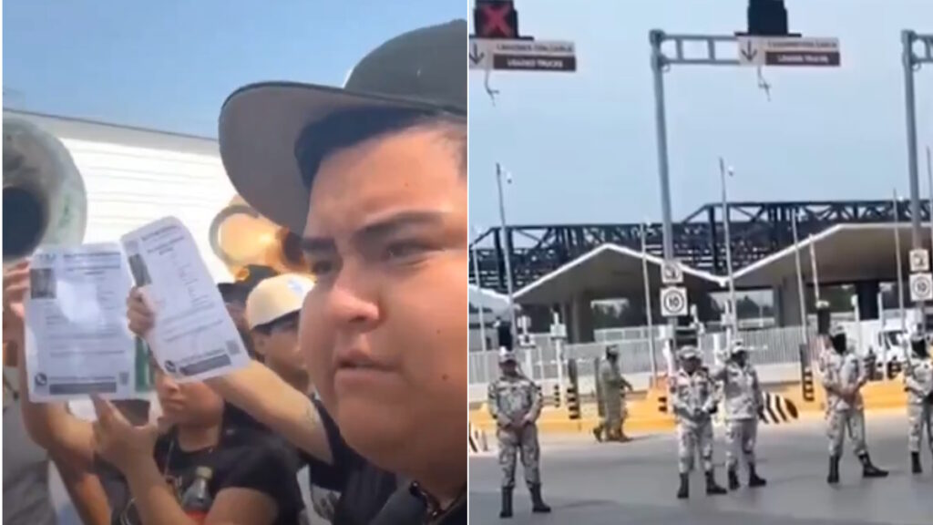 Protestan en el Puente Internacional Pharr-Reynosa por desaparición de integrantes del grupo 'Fugitivo'