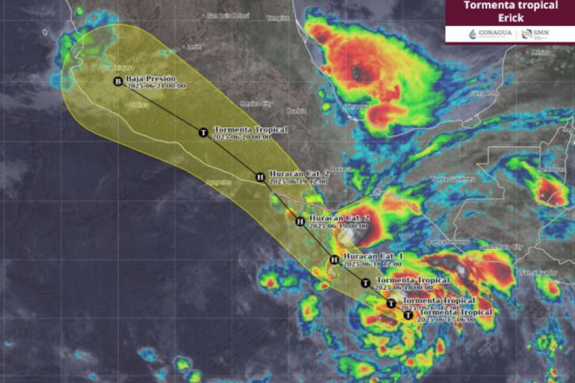 Gobierno alerta por evolución de “Erick” a huracán de categoría 2 Gobierno alerta por evolución de “Erick” a huracán de categoría 2