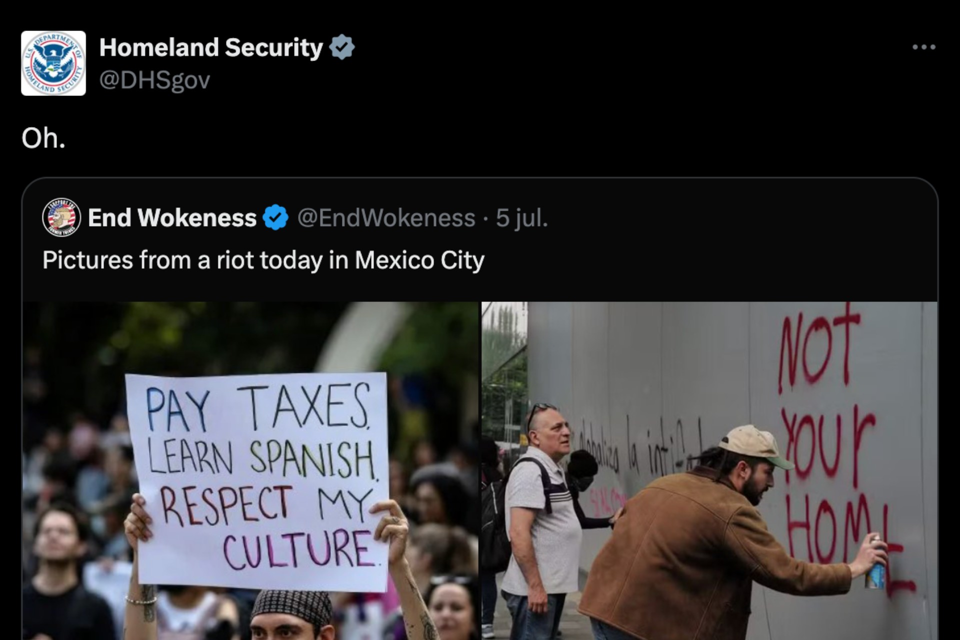 Estados Unidos aprovecha marcha contra la gentrificación en CDMX para pedir a migrantes mexicanos que se autodeporten