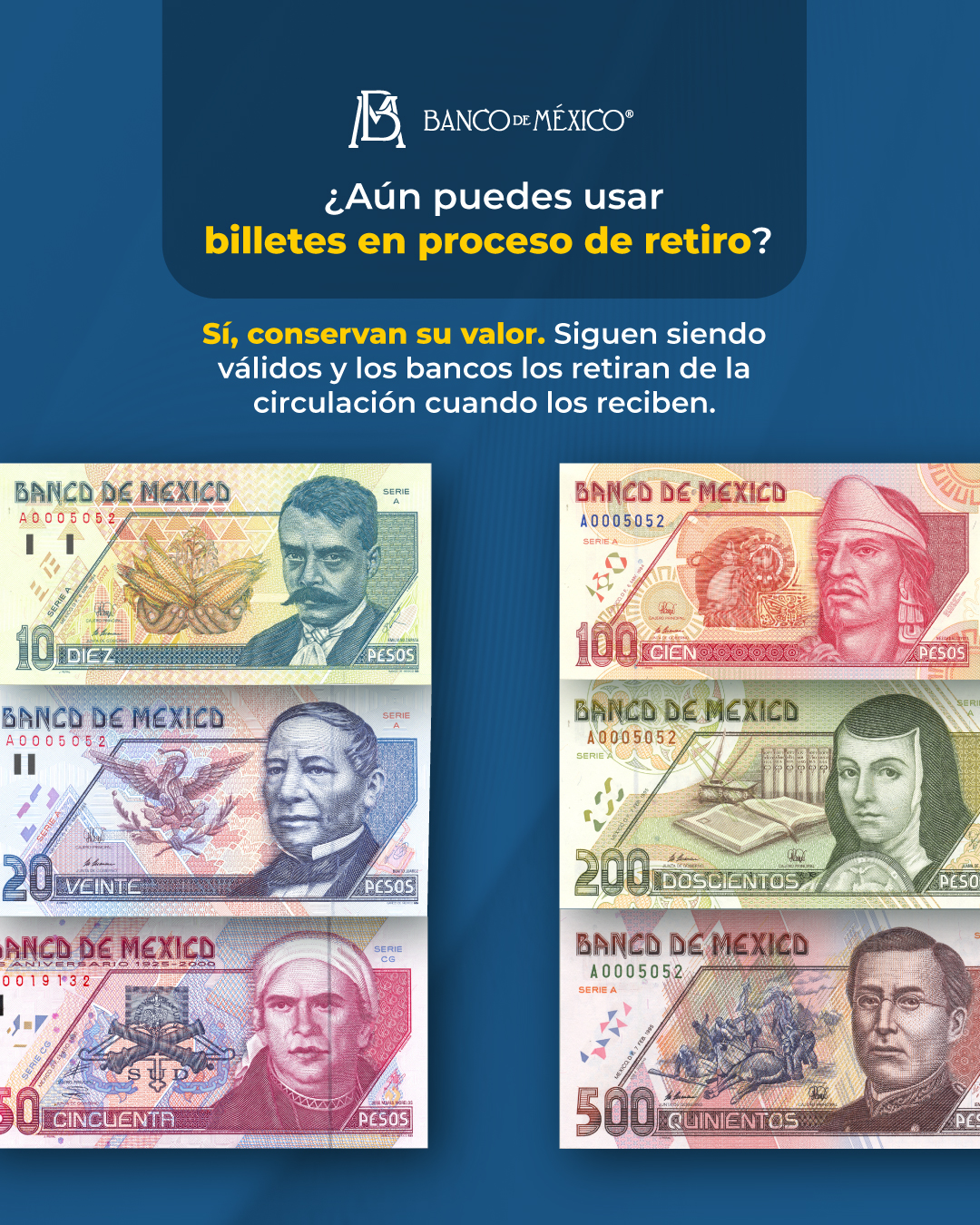 Aviso: estos son los billetes que Banxico retirará de circulación - billetes-en-proceso-de-retiro