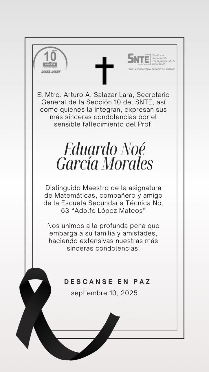 ¿Quiénes son las víctimas mortales de la explosión de pipa en Iztapalapa? - anuncio-de-la-muerte-del-profesor-eduardo-noe-garcia-victima-de-la-explosion-de-una-pipa-en-iztapalapa