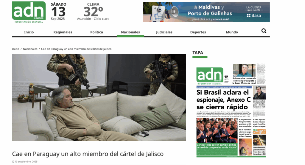 Prensa de Paraguay destaca la detención de Bermúdez Requena - captura-de-pantalla-2025-09-13-a-las-105727am-1024x554