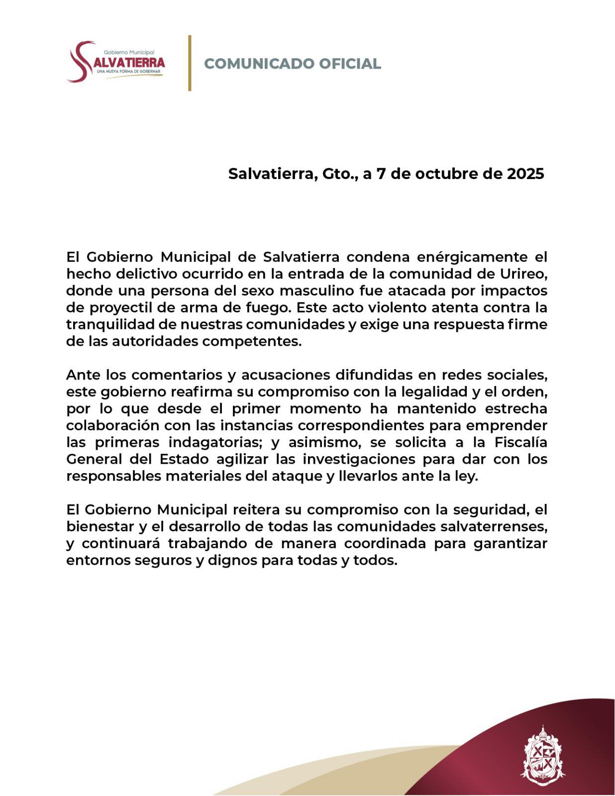 Video: Disparan contra hombre que denunciaba baches en vivo; "me estoy muriendo", dijo - comunicado-de-salvatierra-por-ataque-contra-hombre-en-vivo