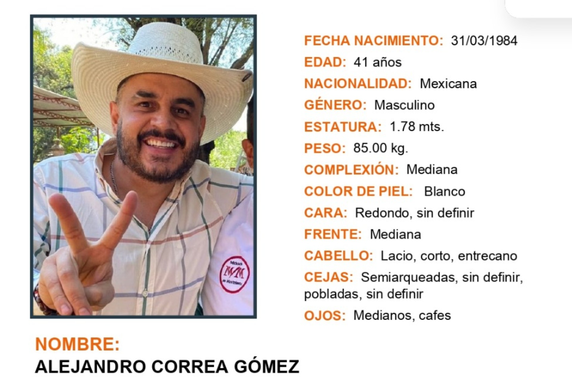 Fiscalía de Michoacán reporta desaparición de Alejandro Correa, exalcalde de Zinapécuaro