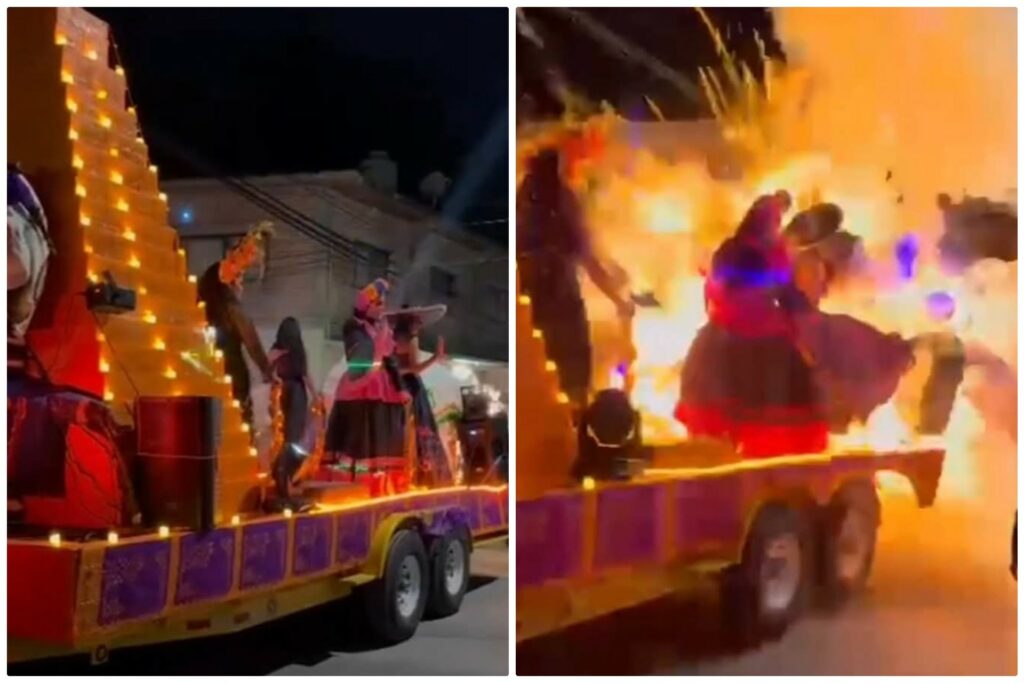 Video: Carro alegórico de Día de Muertos explota en Morelos; hay 10 heridos
