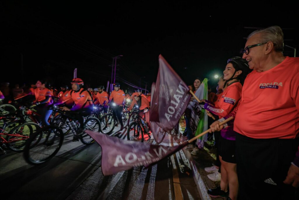 Más de mil 300 ciclistas participan en la Rodada Naranja contra la violencia de género en Sinaloa