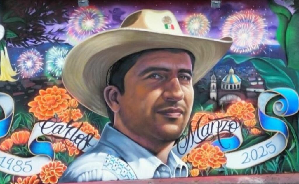 Pintan mural en homenaje a Carlos Manzo, alcalde de Uruapan asesinado