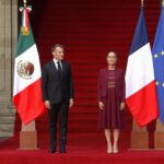 Sheinbaum recibe a Macron en Palacio Nacional