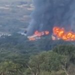 Tren que transportaba alcohol etílico descarrila y explota en Tepetitlán, Hidalgo