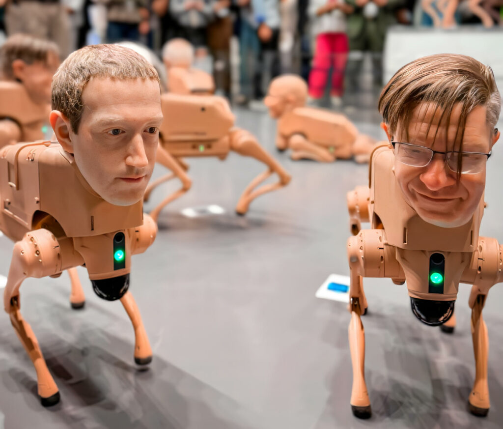Perros robóticos con rostros de Musk, Bezos y Picasso acaparan la atención en Art Basel - 1e0e503db38c3bc7b1374fd81c8243db0eb6f0f0w-1024x873