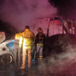 Choque sobre la México-Cuernavaca incendia vehículos; hay 4 muertos