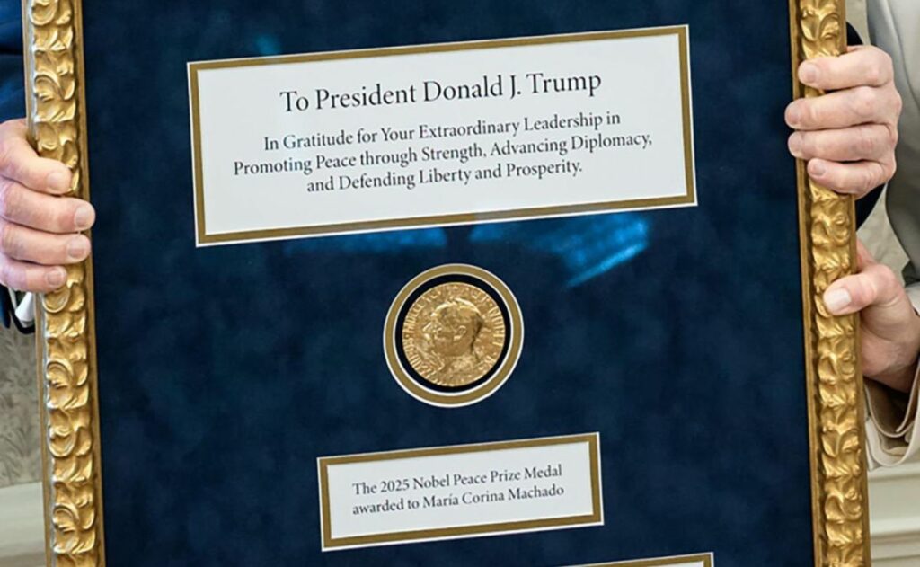 Instituto Nobel reacciona a entrega de medalla de Machado a Trump