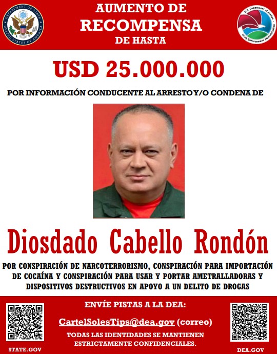 Diosdado Cabello: ¿Quién es el hombre de confianza de Maduro y por el que EE.UU. ofrece 25 mdd? - recompensa-ofrecida-por-eeuu-para-la-detencion-de-diosdado-cabello