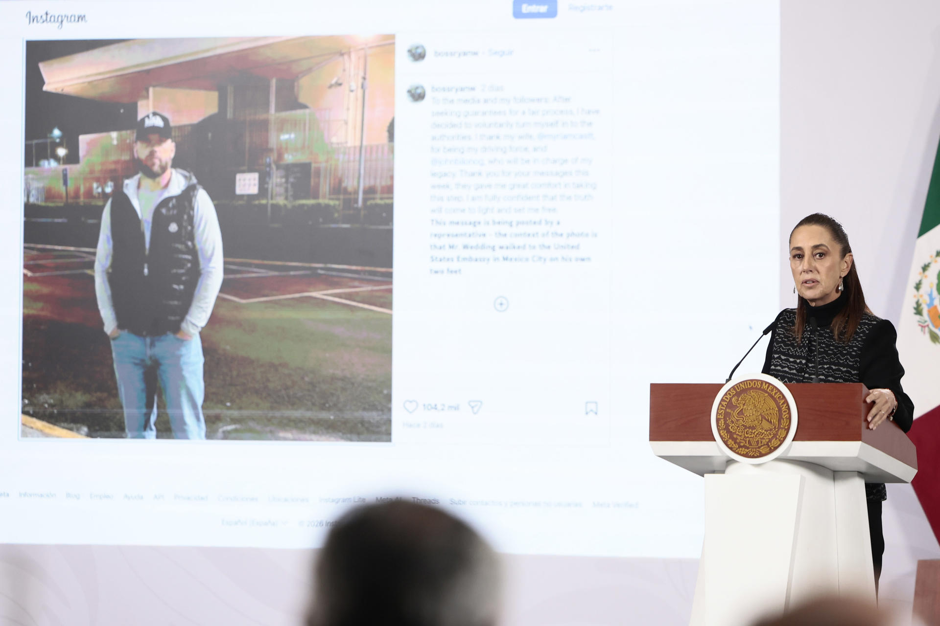 Sheinbaum no entra en polémica y remarca que el exatleta Ryan Wedding se entregó