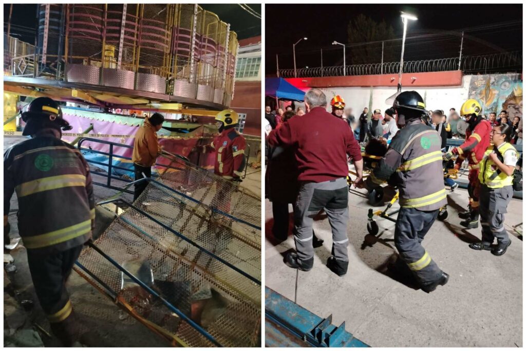 Video: Tres heridos tras salir disparados de juego mecánico en Puebla