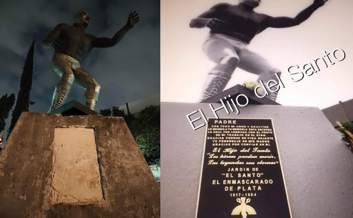 Roban placa del monumento a El Santo en Tepito Roban placa del monumento a El Santo en Tepito