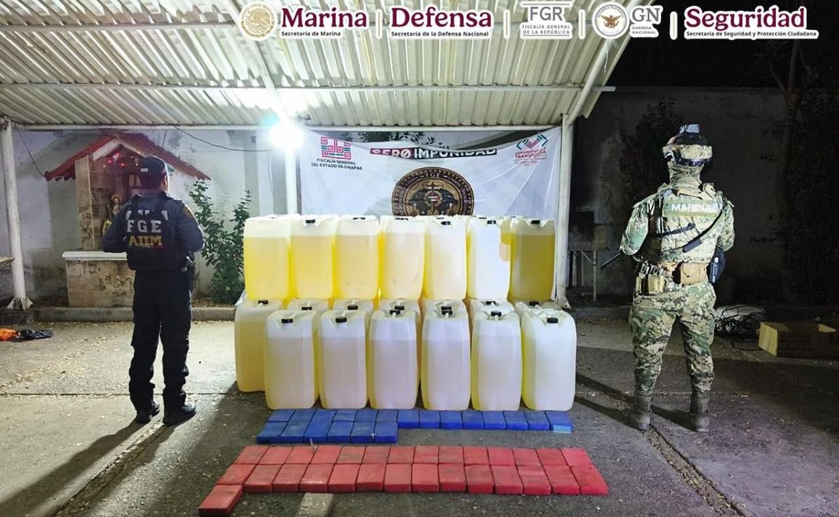 Aseguran cocaína, armas y combustible en operativo en Chiapas