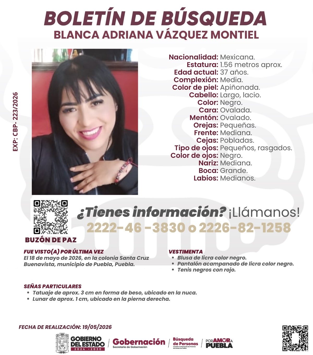 Mujer 'desaparece' en clínica estética de Puebla; dueña la habría sacado inconsciente - ficha-de-busqueda-de-blanca-adriana-vazquez-montiel