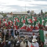 Militantes de Morena se concentran en Chihuahua para la Marcha por la Seguridad y la Defensa de la Soberanía Nacional
