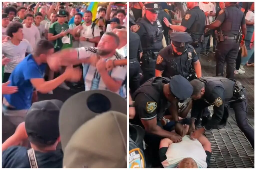 Tensión mundialista en Nueva York: Aficionados de Argentina y Argelia desatan campal en Times Square
