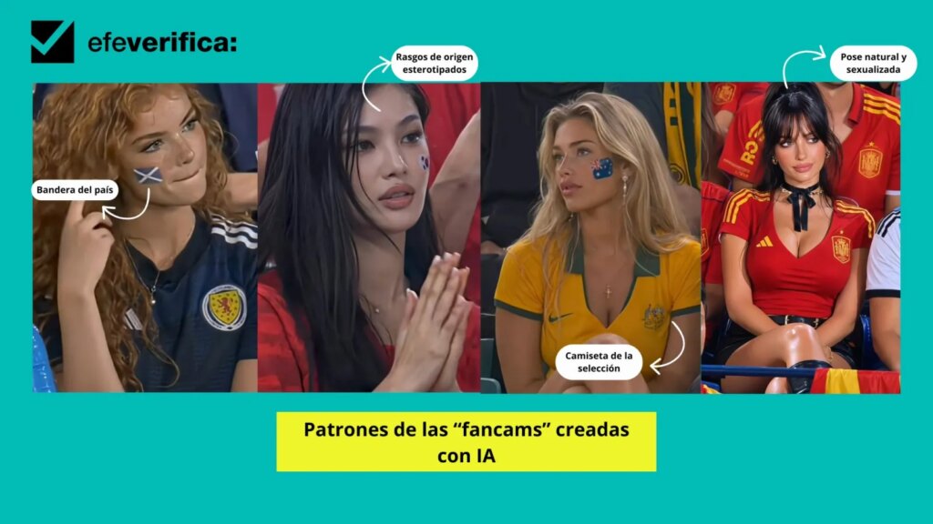 Falsas aficionadas del Mundial 2026: cómo la IA sexualiza a mujeres en redes - efe-imagenes-mujeres-ia-mundial-2026-3-1024x576