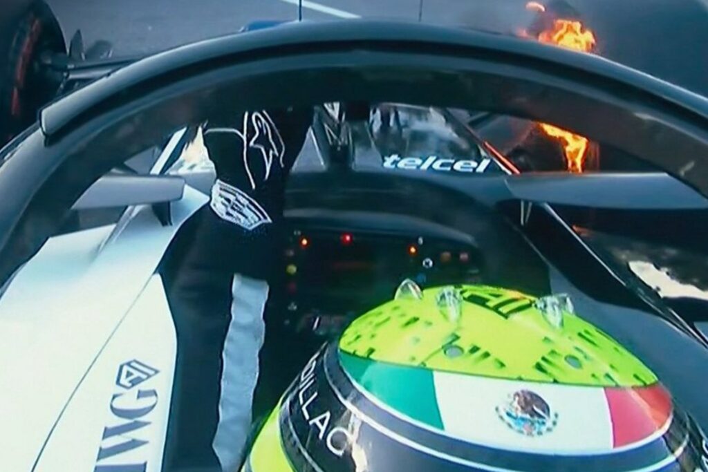 Video: Auto de ‘Checo’ Pérez se incendio en las prácticas del GP de Mónaco 2026