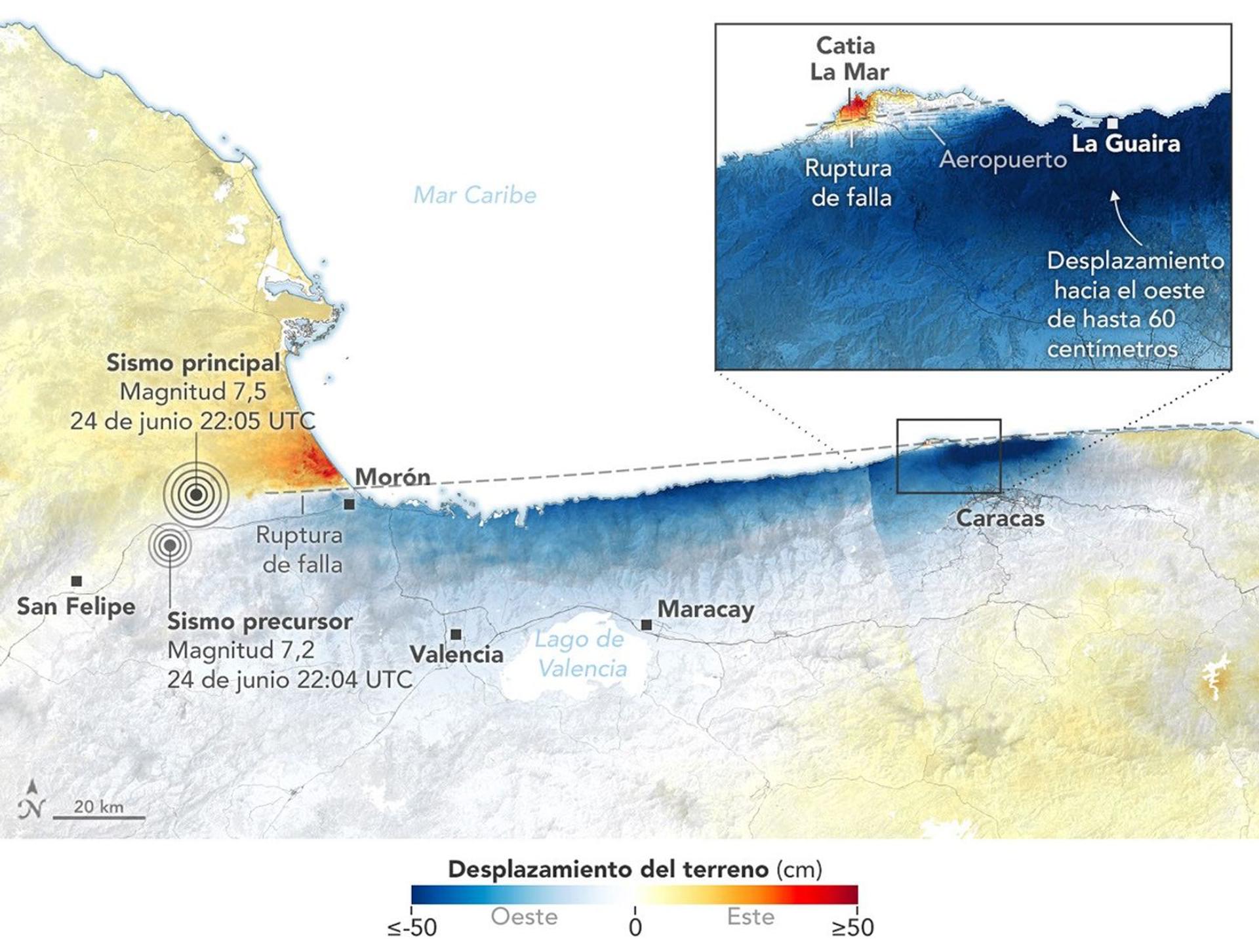 NASA revela que desplazamiento de tierra de 60 centímetros causó daños extremos en Caracas